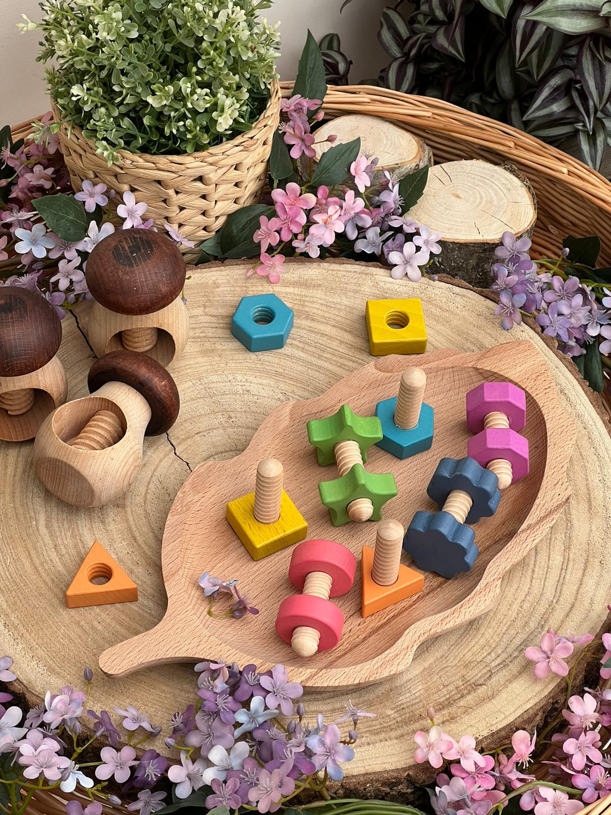 Rainbow Wooden Nuts and Bolts | Learning and Exploring Through Play